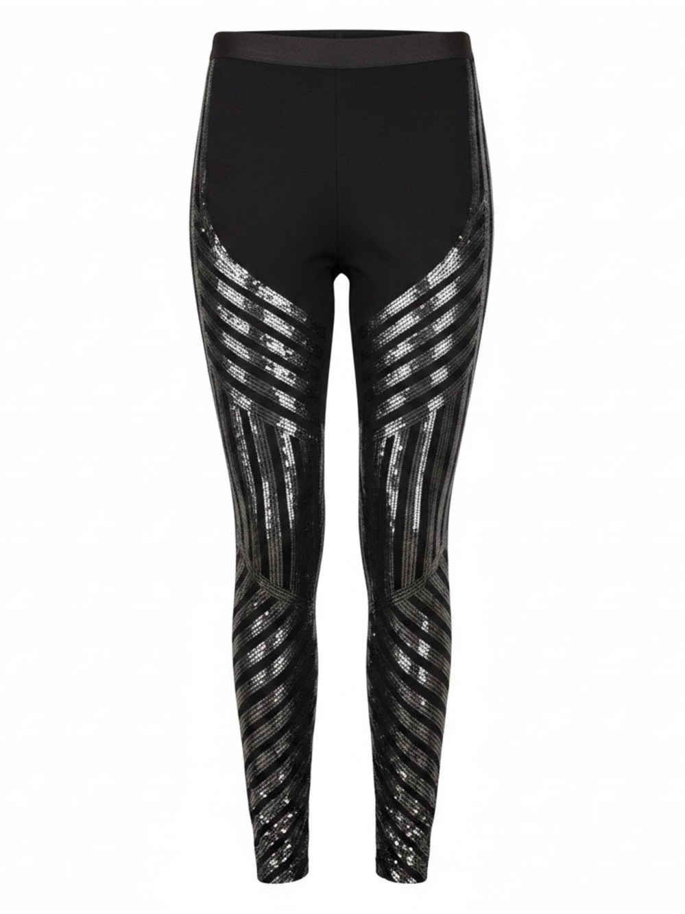 BCBG Black Sequin Stripe Leggings